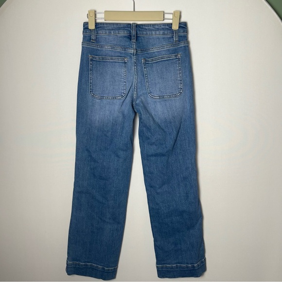 Bayeas Mid Rise Patch Pocket Wide Leg Jeans Blue 24 (P) Blue Denim Front Seam - Picture 4 of 7